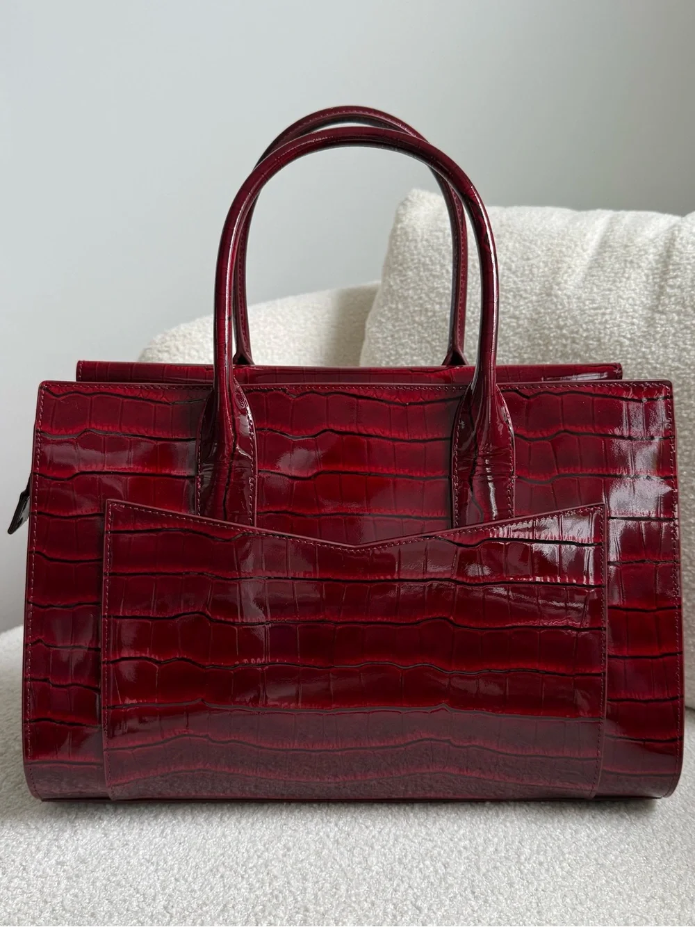 Mac Duggal - Large Croc-Embossed Leather Briefcase Bag With Gold Hardware